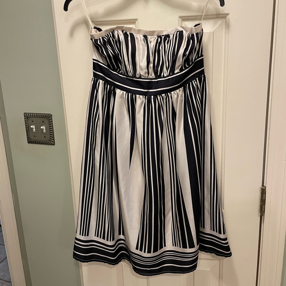 Corey Lynn Calter size 4 strapless silk dress black cream GORGEOUS! designer